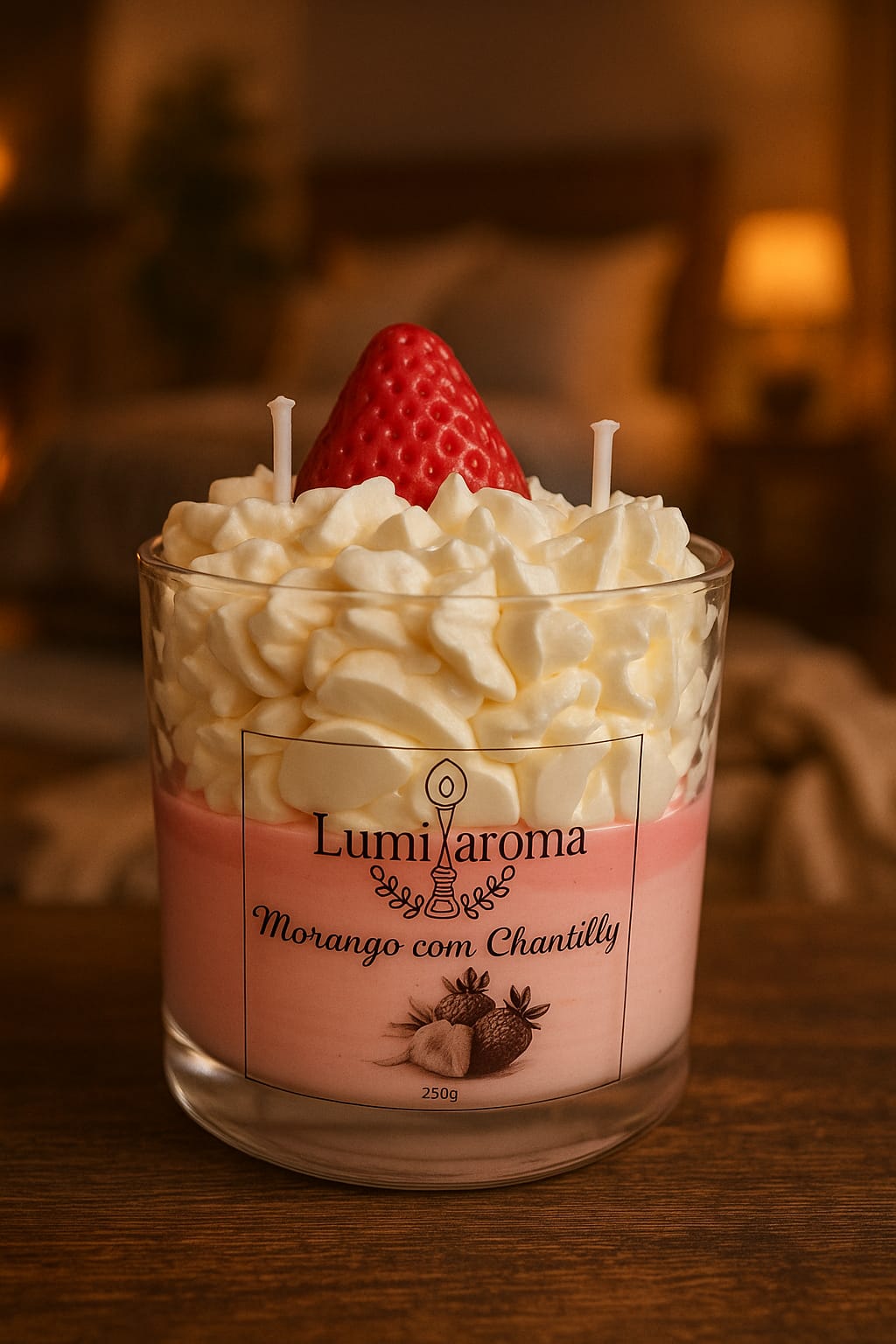 Vela Sundae Morango com Chantilly